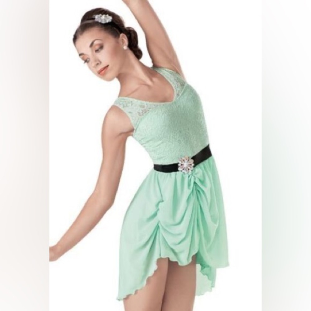 Brand New Dance Costume Mint Green Weissman “Imagine” Large Child Size